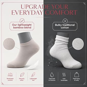 BAMBOOVEN Ankle Socks for Women Thin Bamboo Rayon Low Cut Socks 3/6/8/12 P