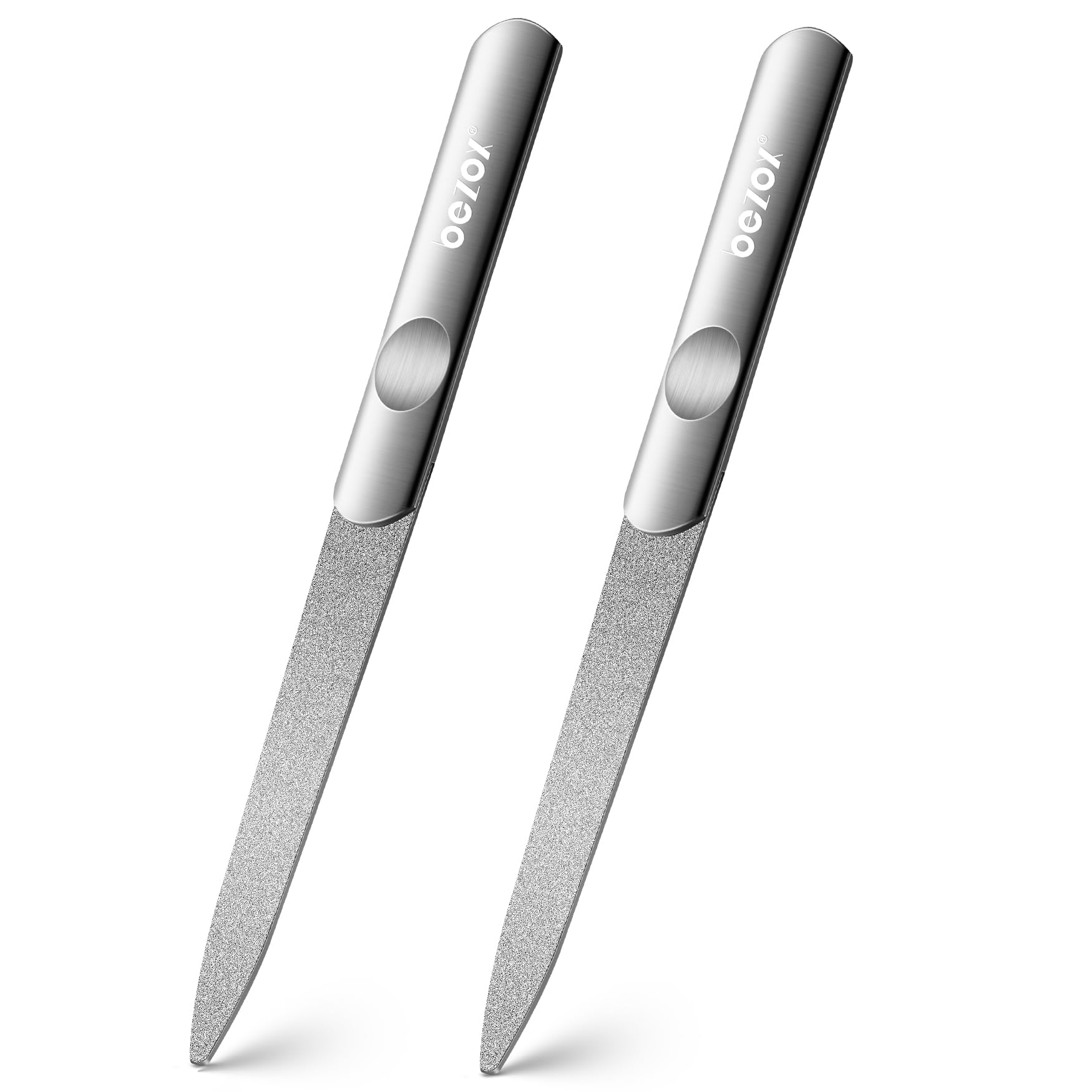 BEZOX Diamond Deb Nagelfeilen-Set – 2 Stück Edelstahl doppelseitige Diamant-Staubbeschichtung – Professionelle Nagelfeilen für Podologie Fußpflege – Nagel-Styling-Werkzeuge für Zuhause