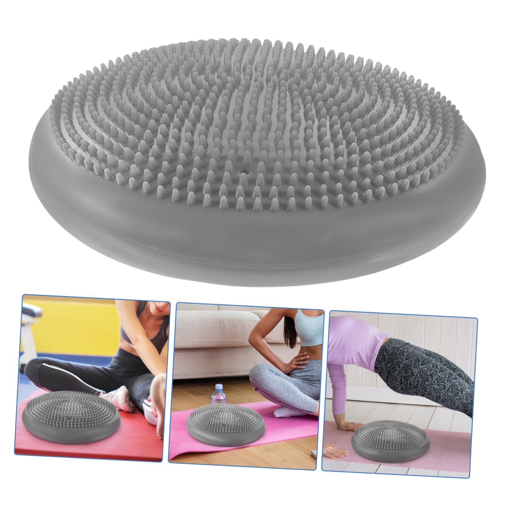 Hemobllo Coussin d'Équilibre Gonflable 33Cm Coussin Oscillant Extra Épais en Silicone Siège Ergonomique pour Yoga Fitness et Rééducation Soulagement des Maux de Dos