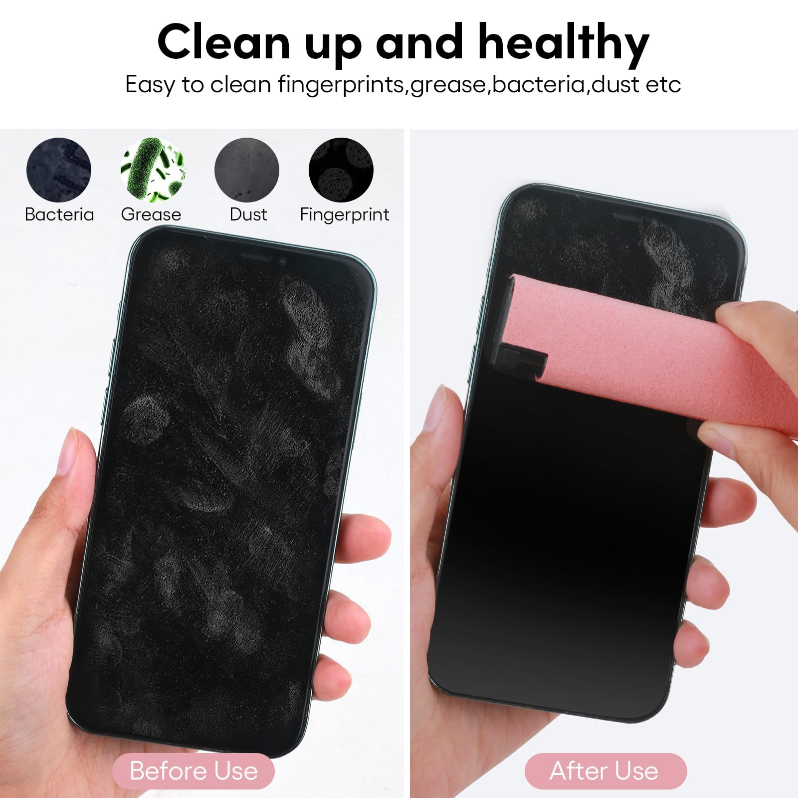 Limpiador de pantalla a prueba de huellas dactilares, limpiador de niebla 3 en 1, seguro para todos los teléfonos, computadoras, portátiles, tabletas y pantallas de coche (gris y rosa)