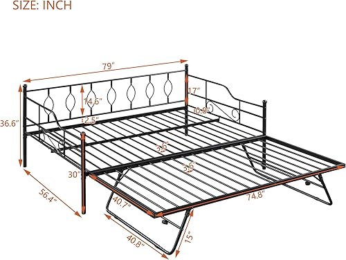 Miniatura 2 de Cama extensible de tamaño matrimonial con nido desplegable, sofá cama individual a King con nido extraíble para adultos y niños