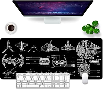 Black Gaming Mouse Pad Large Mouse Pad XL Desk Mat 31.5x11.8x0.12 inch Large Desk Pad Design Keyboard Pad Design -5