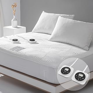 Reaks Queen Heated Mattress Pad with Dual Controls, 12 Heat Settings & Smart Memory
