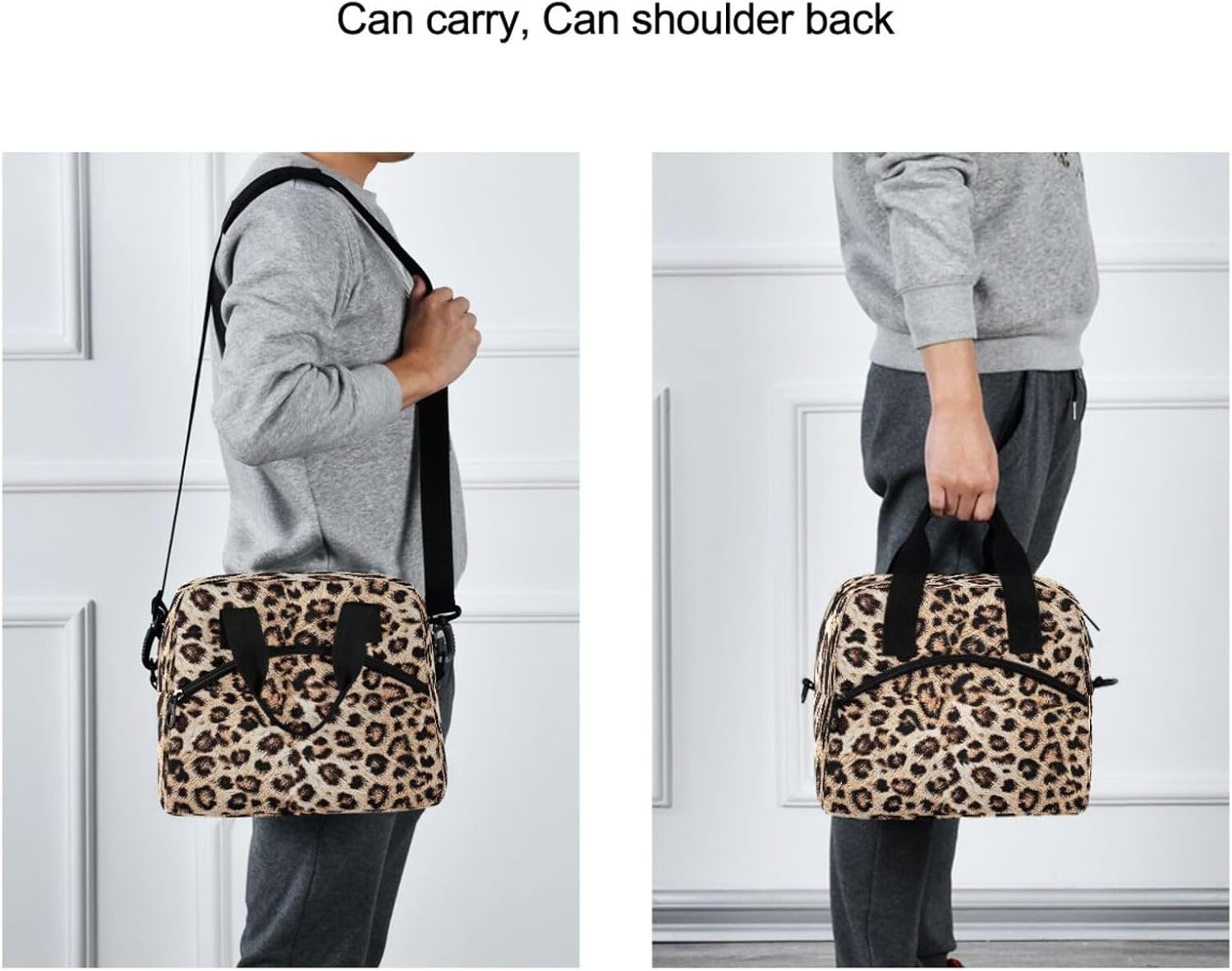 Insulated Lunch Bag Box Animal Leopard Pattern for Women Men,Reusable Leopard Print Lunch Box Cooler Tote Bag for Adult Lunch Container with Adjustable Shoulder Strap for Office work, Picnic,Travel