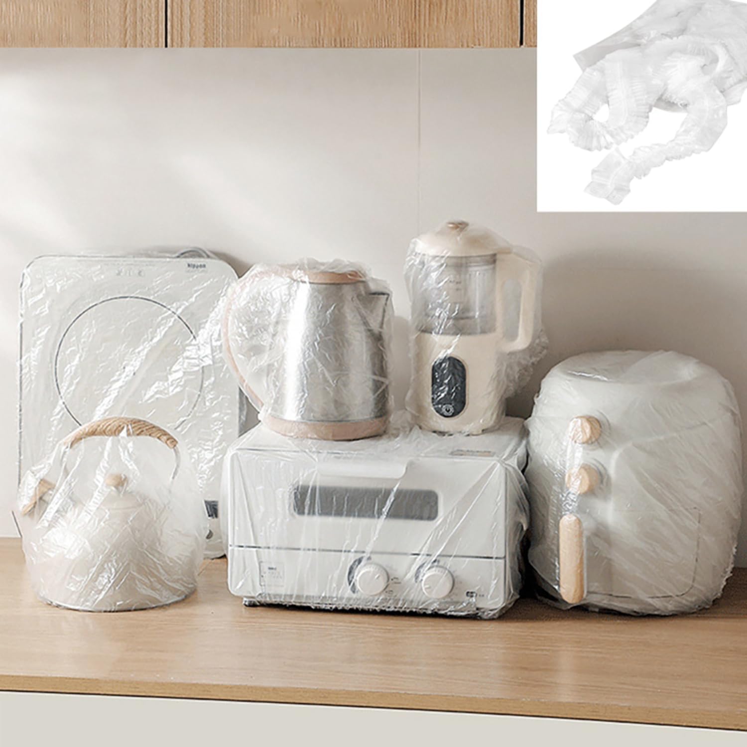 20 Stück Verdickte Staubschutzhüllen Transparente Küchengeräte Haushaltsgeräte Abdeckung Elastisch Staubdichte Abdeckung Wiederverwendbar Für Mikrowellen Toaster Ofen (60 * 70CM)