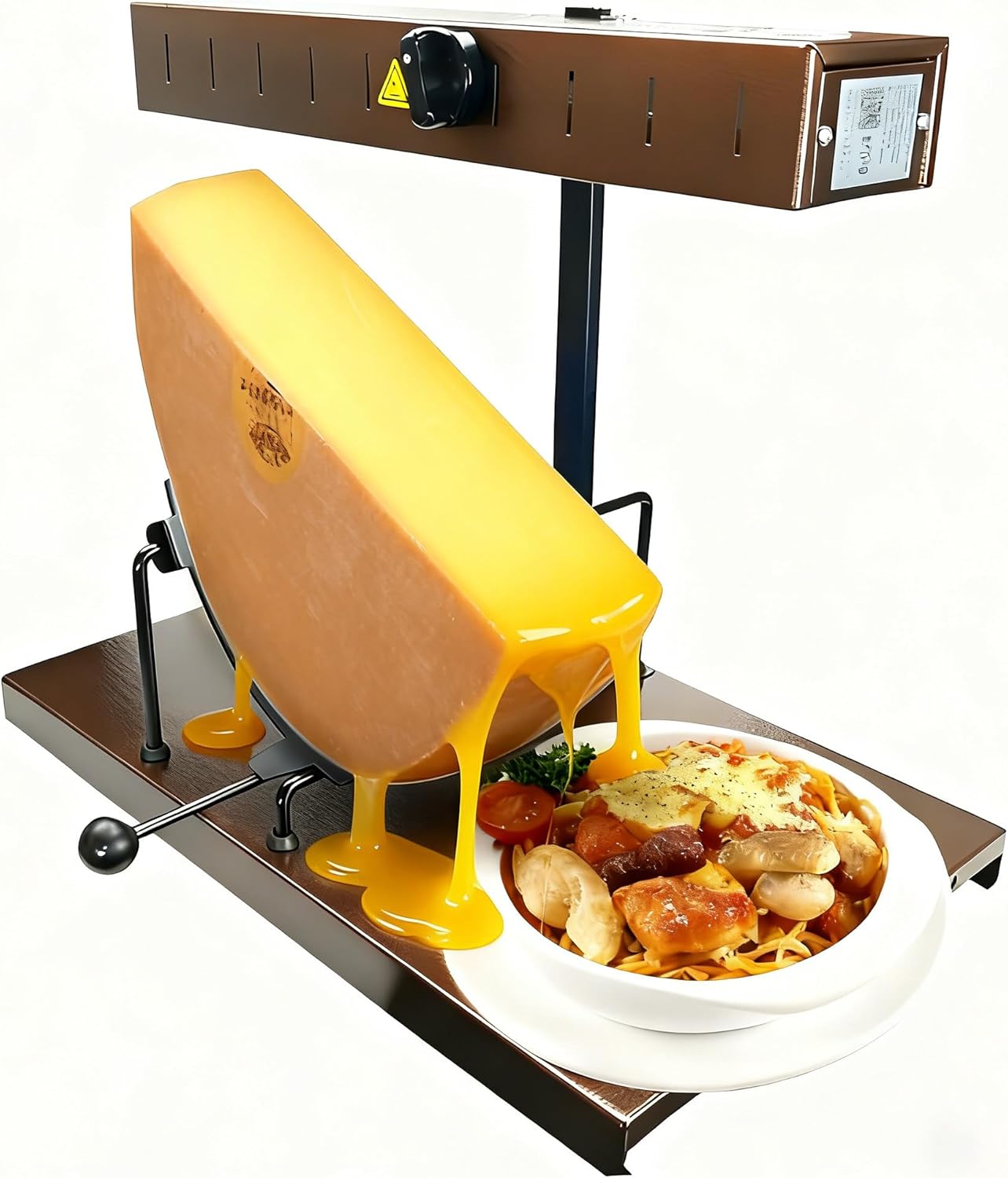 650W Commercial Raclette Cheese Melter, Half Cheese Wheel Maker, Electric Cheese Melting Machine with Adjustable Heating Rods & Angle, Rapid Heating
