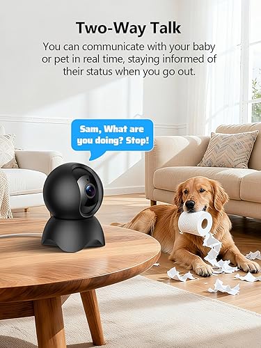 Miniatura 5 de Cámara de seguridad para interiores 2K, cámara de 2.45GHz para mascotaperrobebé con aplicación de teléfono, cámara WiFi panorámicainclinación de 360