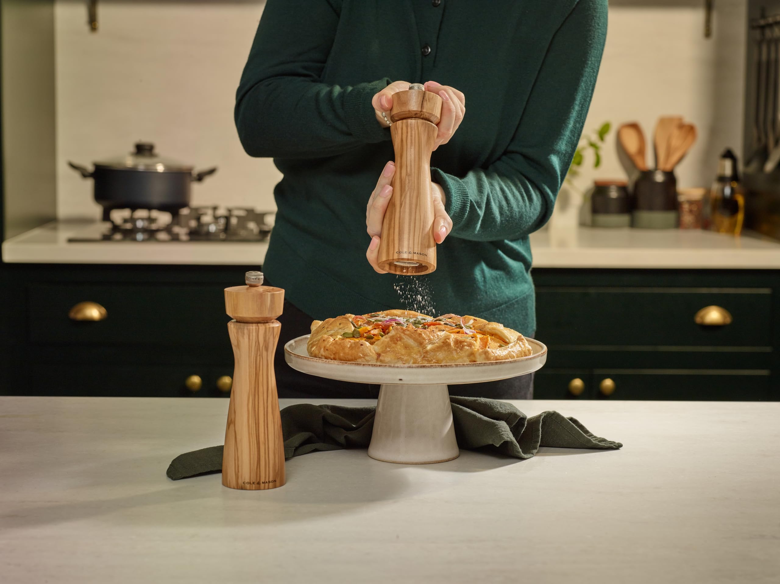 Cole & Mason Portabello - Set macina sale e pepe in legno di ulivo italiano