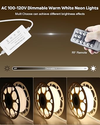 Aclorol 100FT Outdoor COB LED Strip Lights Waterproof Warm White 110V 120V