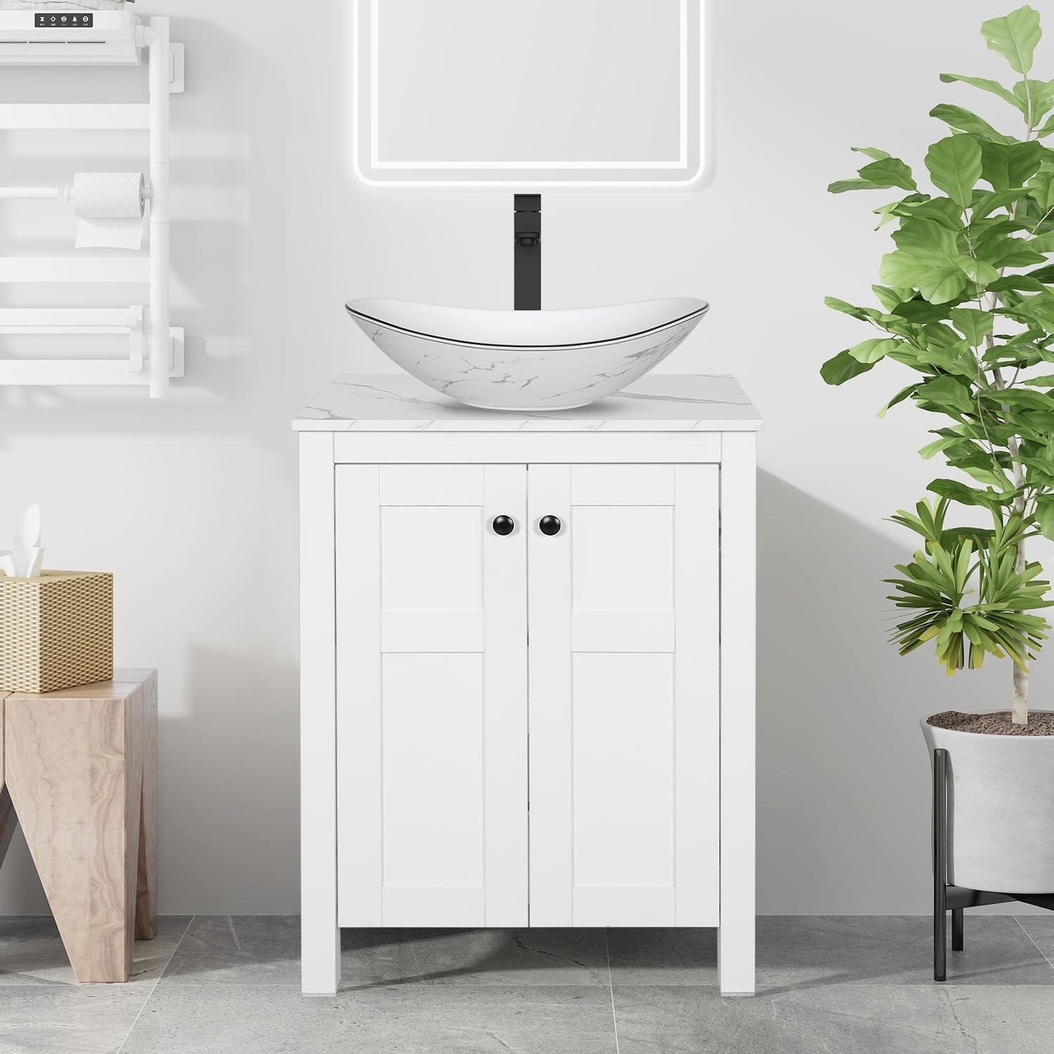SOLIDEE 24 Inch White Vanity