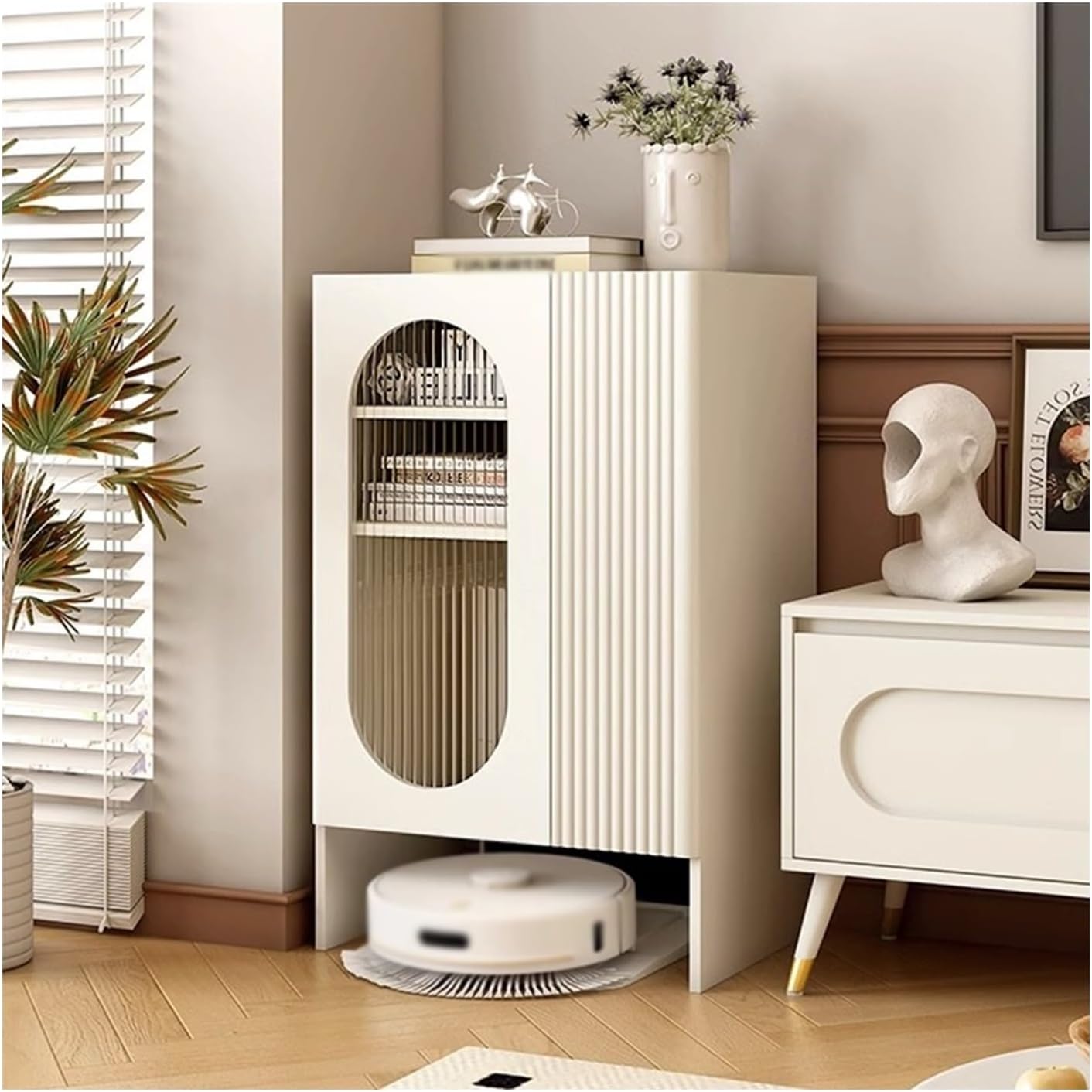 Living Room Sweeper Organizer Multi Type Living Room Sideboard Magazine Cabinet Storage Sweeping Robot Shelf