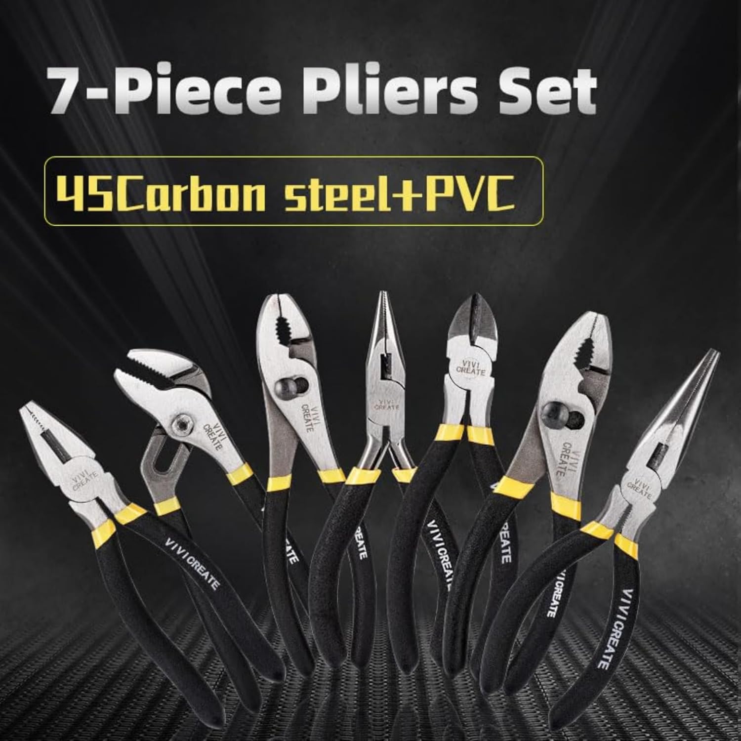 Vivicreate 7-Piece Pliers Set Heavy Duty Multipurpose Tools for Home Repair DIY Auto Electrical Work Includes Long Nose Slip Joint Linesman and Diagonal Pliers Alicates de Corte Herramientas - Image 5