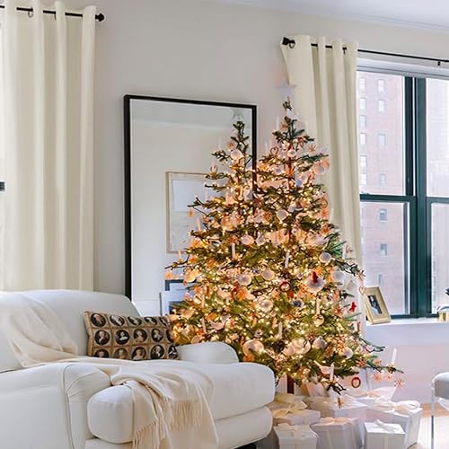 Vista 83 de Cortinas 100% opacas de 63 pulgadas de largo, lino texturizado, para dormitorio, cortinas con ojales para sala de estar, cortinas de tratamiento