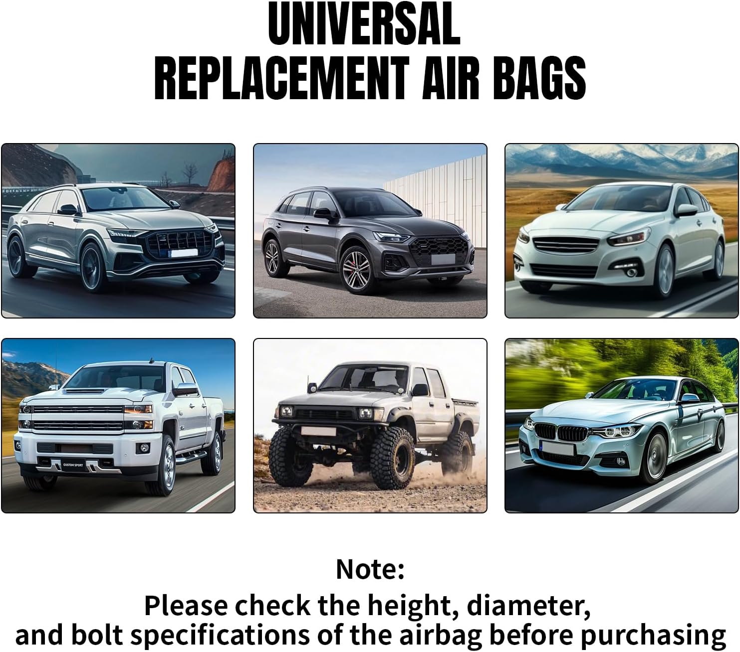 Universal Air Suspension Spring Triple Bellow Standard 2600 lb 1/2"npt Single Port Air Ride Strut Assembly universal for most brand trucks 3E2300