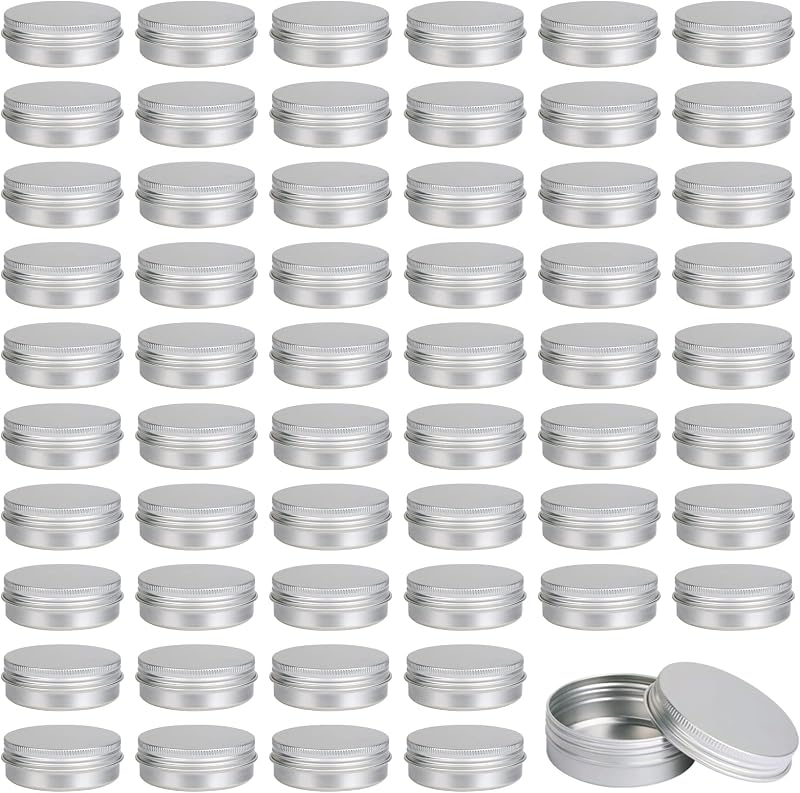 Moretoes 60 latas redondas de alumínio com tampa rosqueável, 60 mL