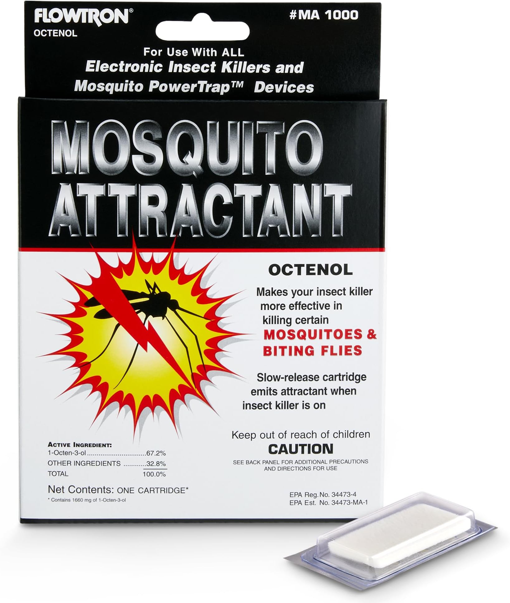 Flowtron MA-1000 Octenol Mosquito Attractant Cartridge, Compatible with BK-15, BK-40, BK-80, MC-9000, FC-8800