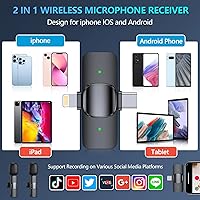 Vista 2 de Micrófono inalámbrico RICCHI para iPhone, iPad y teléfono Android, 2 piezas de micrófonos mini profesionales Plug-Play con clip para vlogging