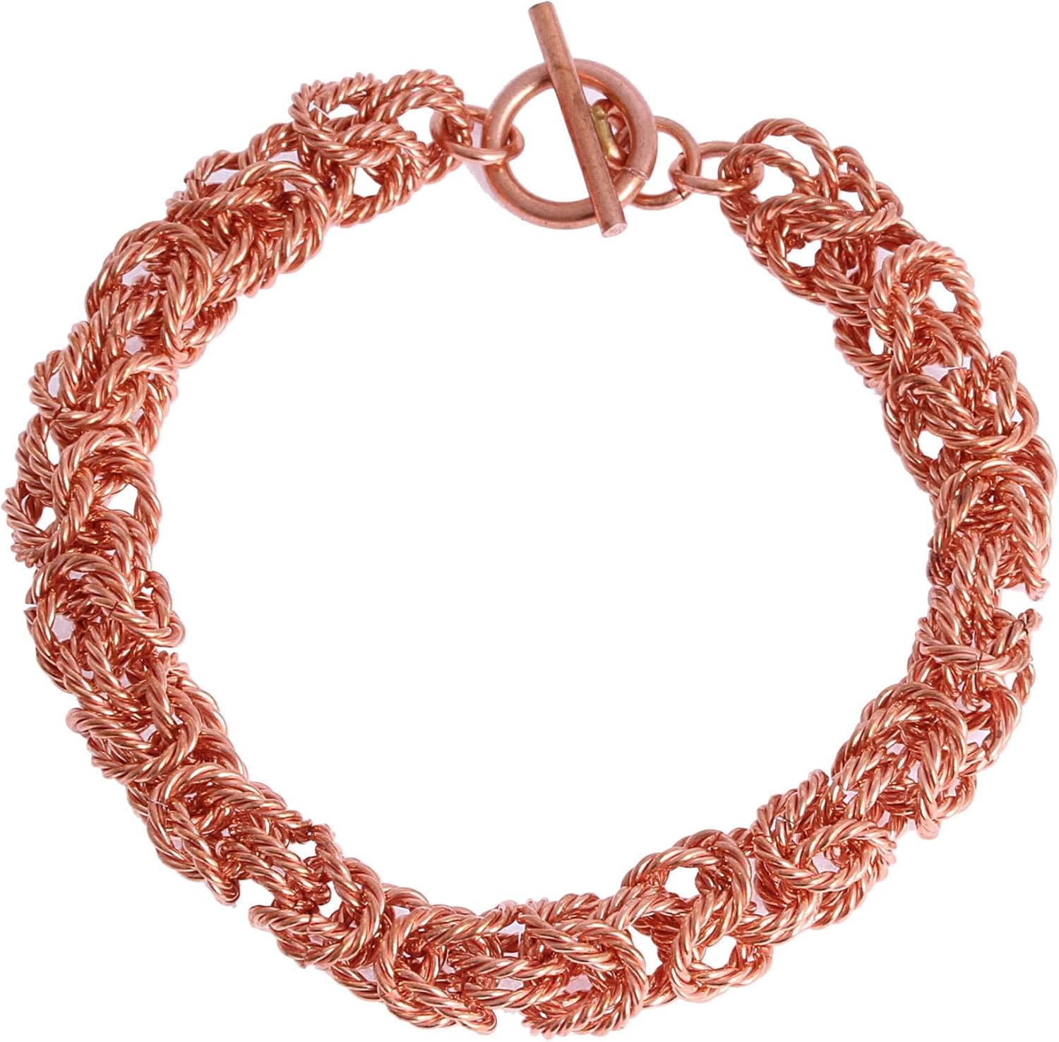 NOVICA Artisan Handcrafted Copper Chain Bracelet Rope Motif from Mexico Metallic Recycled [9 in L (end to End) x 0.3 in W] ' Bright Twist'