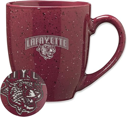 Miniatura 28 de Rico Industries NCAA Taza de café de cerámica moteada grabada con láser de 16 onzas (escuelas L)