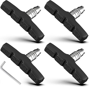 Bike Brake Pads, 70mm Universal V Brake Pads, 4PCS Mountain Bike Brake Pads Set with Allen Wrench, Compatible with Cruiser Road BMX Hybrid Folding Bikes, Bicycle Brakes Replacement