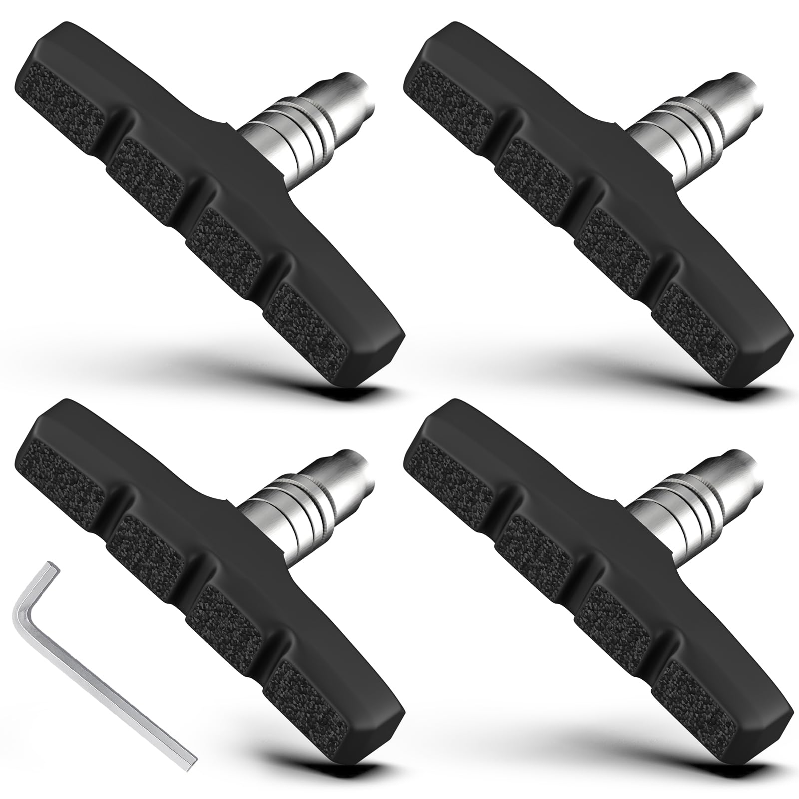 70mm Universal V Bike Brake Pads, 4 Pack Brake Pad Set with Allen Wrench