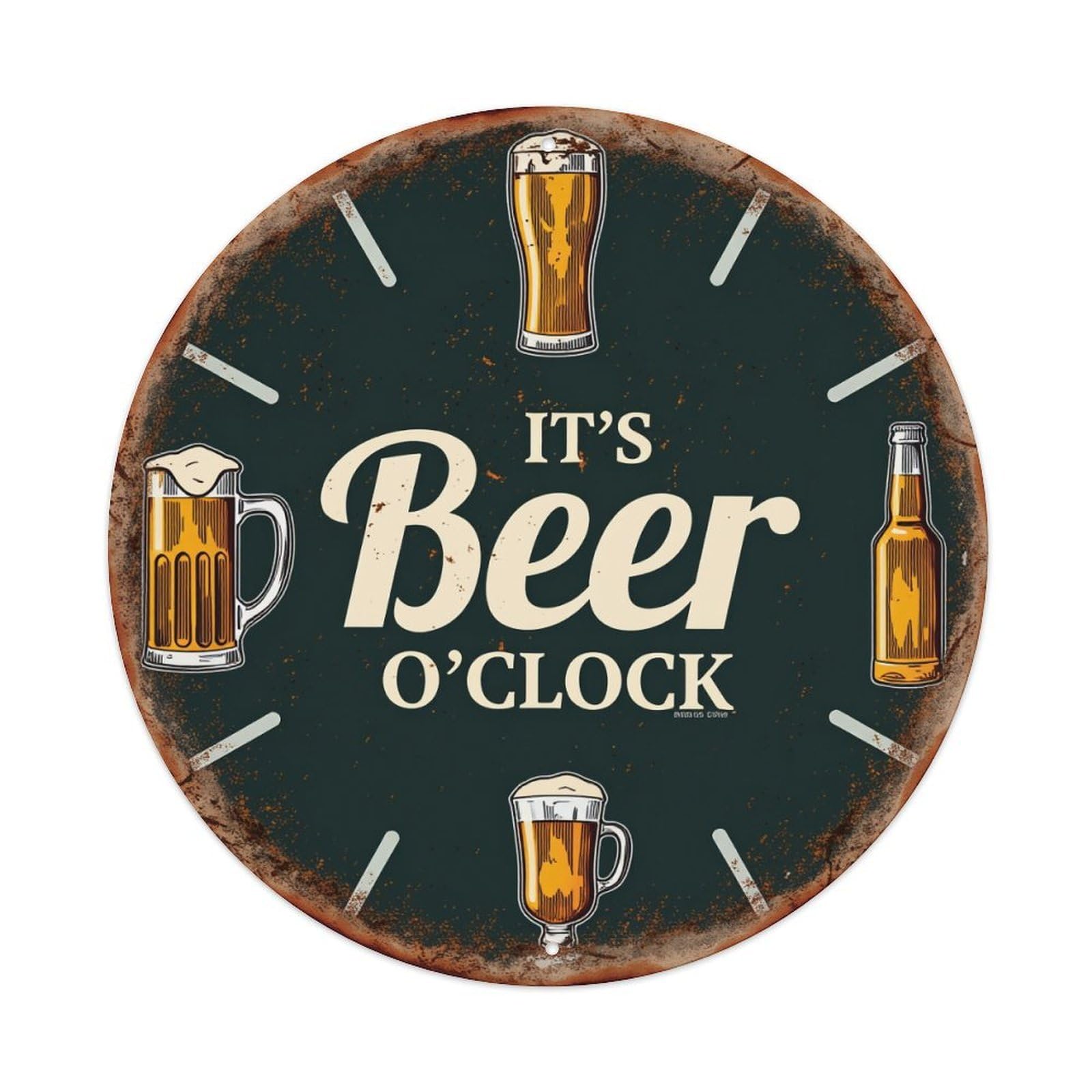 Beer O'Clock Clock Face Design Metal Tin Sign Plaque
