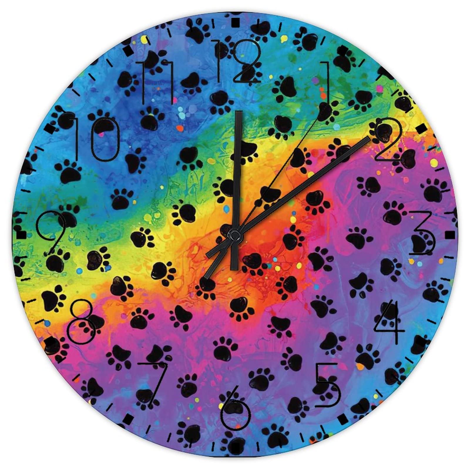 Horloge murale en bois aquarelle sans tic-tac 30 cm suspendre à piles
