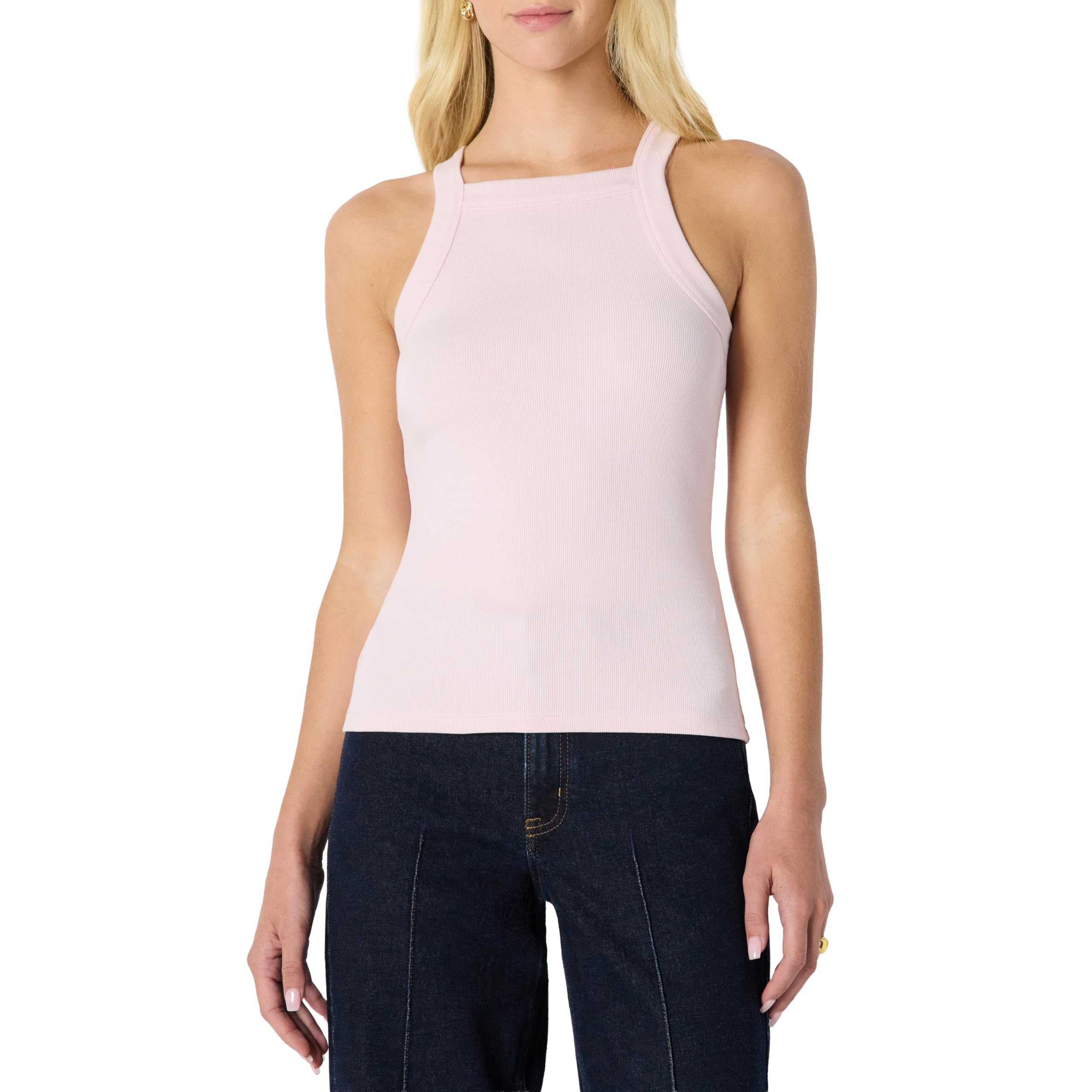 Amazon Essentials Damen Slim-Fit-Kurzarm-Rippshirt, Tanktop mit Stretchanteil und Hohem Ausschnitt, Formstabil, Pastelllila, S