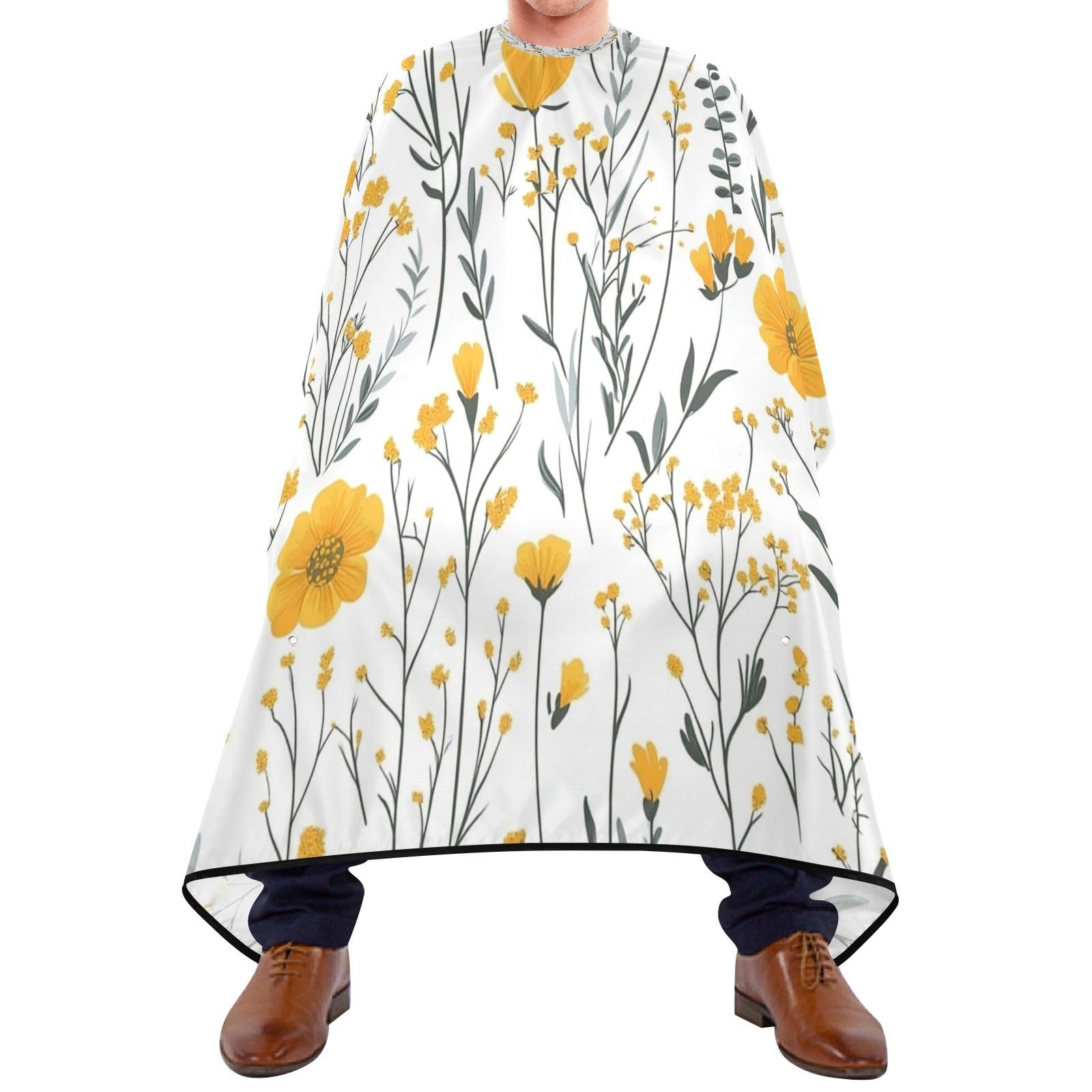 Kigai Yellow Flowers Hair Cutting Cape for Men & Women Waterproof Barber Cape Professional Hairdressing Salon Styling Apron with Adjustable Closure Snap