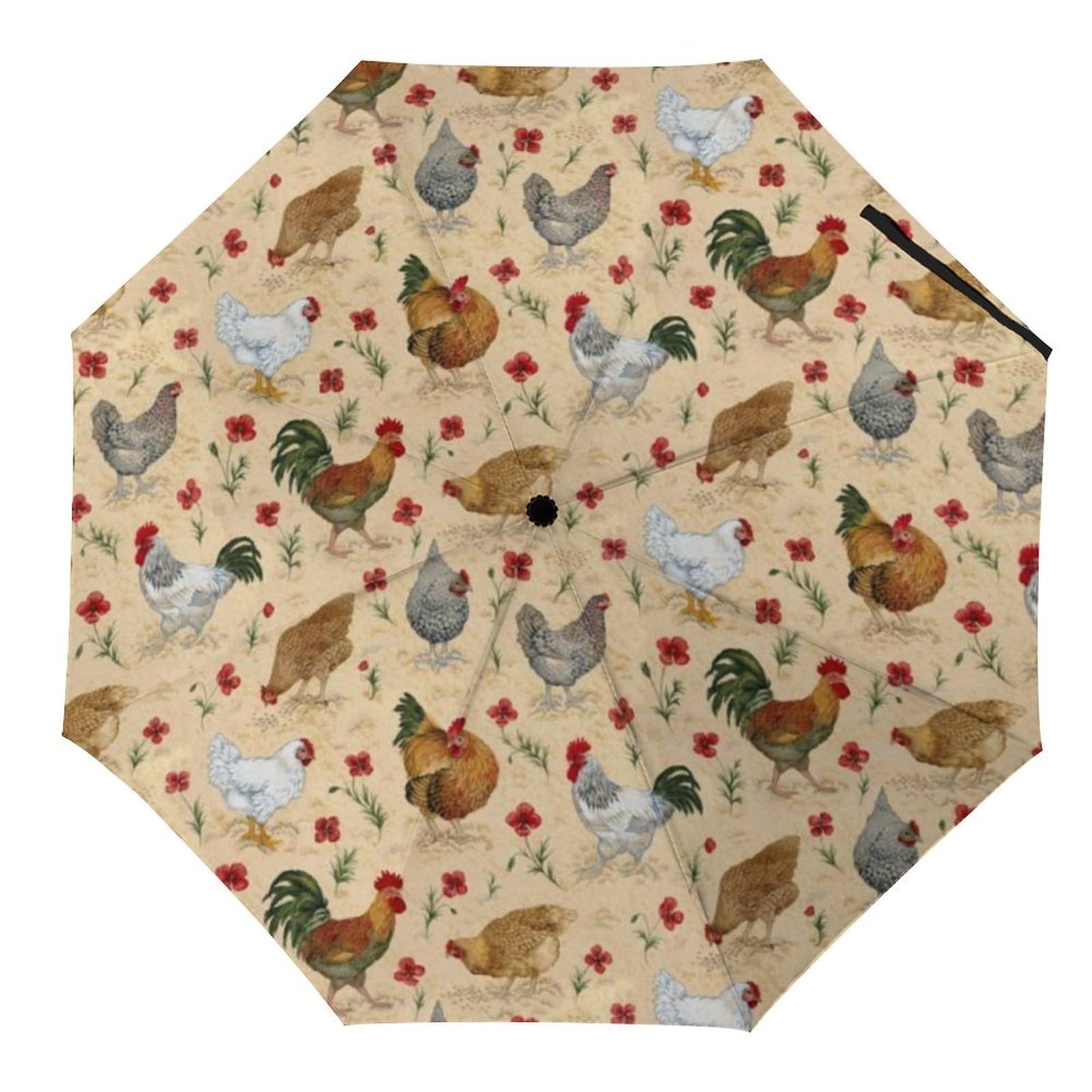 Cmagnifico Folding Umbrella, Many Chickens Umbrella, Travel Umbrella for Windproof, Rainproof