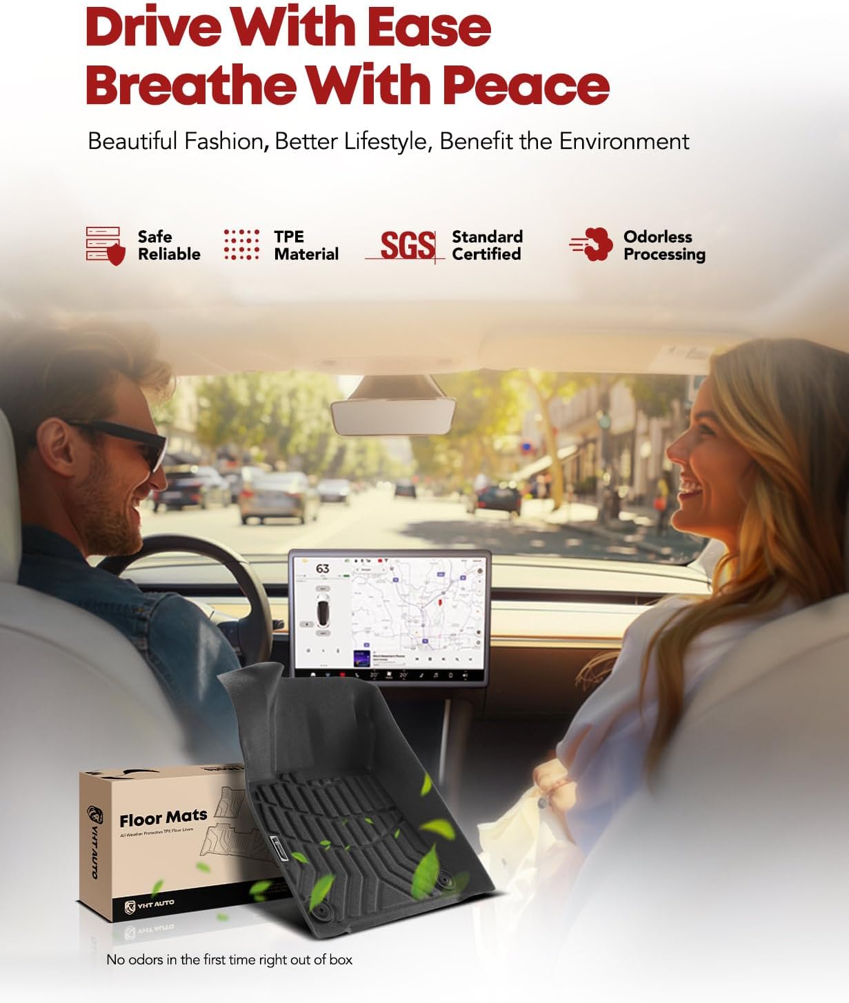 YHTAUTO Floor Mats Compatible with Audi A6 2012-2018/S6 2013-2018, TPE Floor Liners All-Weather Protection Custom Fit, 1st & 2nd Row, Set of 3 - Image 3