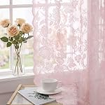 H.VERSAILTEX Lace Curtains 90 Inch Length Vintage Victorian Sheer Curtain 2 Panels Rod Pocket with French Country Floral, Light Filtering Privacy Sheers for Bedroom Living Room, 52" W x 90" L Ivory