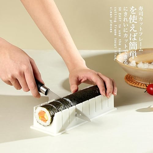 Vista 4 de Delamu Sushi Making Kit, 20 in 1 Bazooka Roller Kit with Chef’s Knife, Bamboo Mats, Rice Mold, Temaki Sushi Mats, Rice Paddle, Spreader, Chopsticks