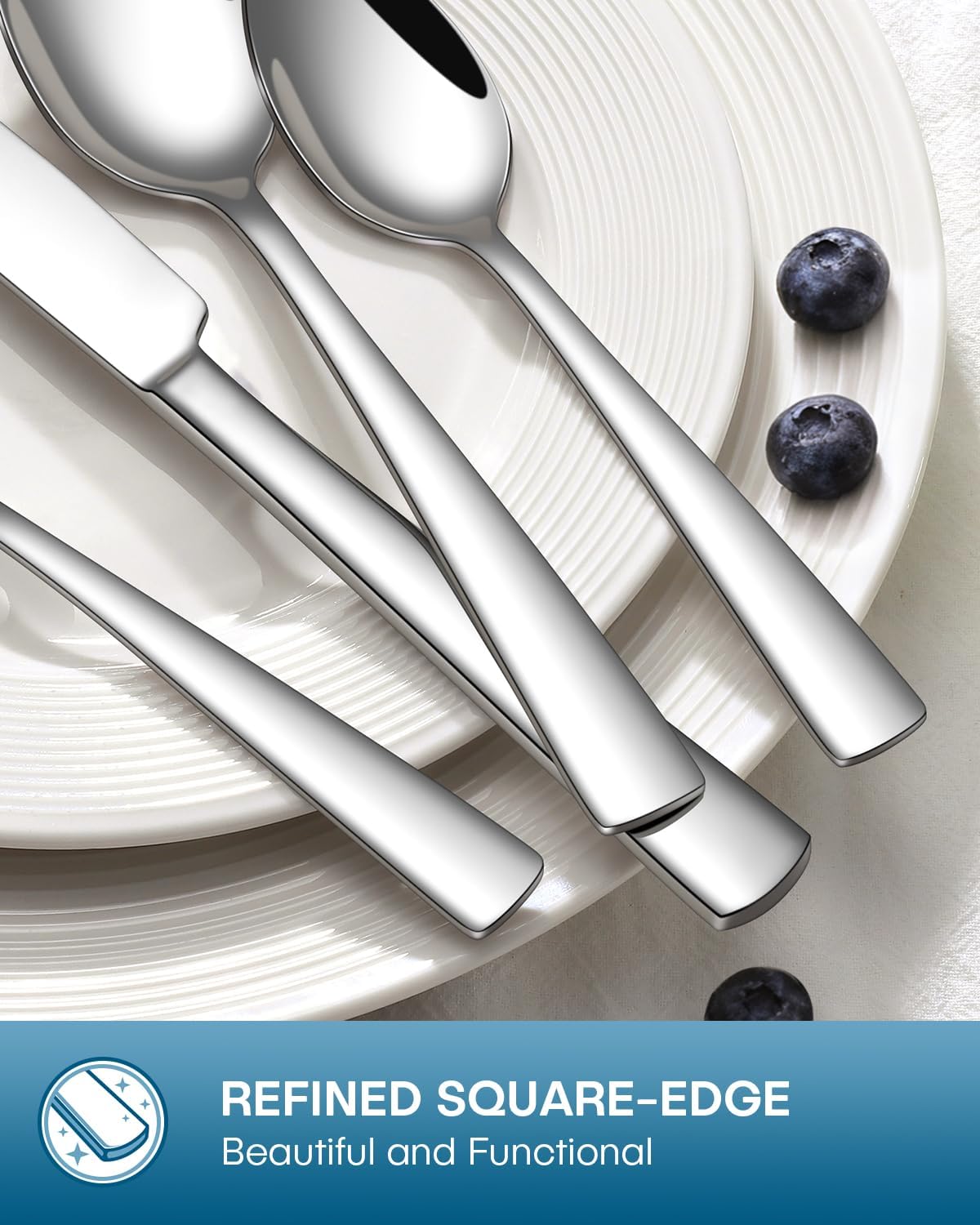 Stapava 36-Piece Silverware Set with Steak Knives, Food-Grade Stainless Steel Flatware Set for 6 Mirror Polished Cutlery Utensil Sets Include Forks Spoons and Knives Set Dishwasher Safe