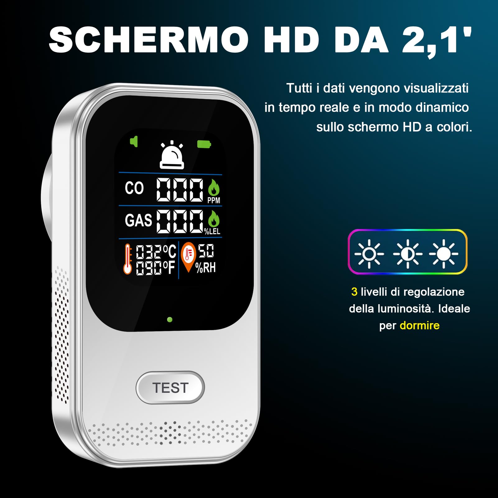 Wolf Guard 4 in 1 Rilevatore di Gas e Monossido di Carbonio con Spina per Casa, Rivelatore di Gas Combustibile per Gas Naturale LPG Metano Propano Butano, con Batteria, HD12-CG (Batteria 2000 mAh)