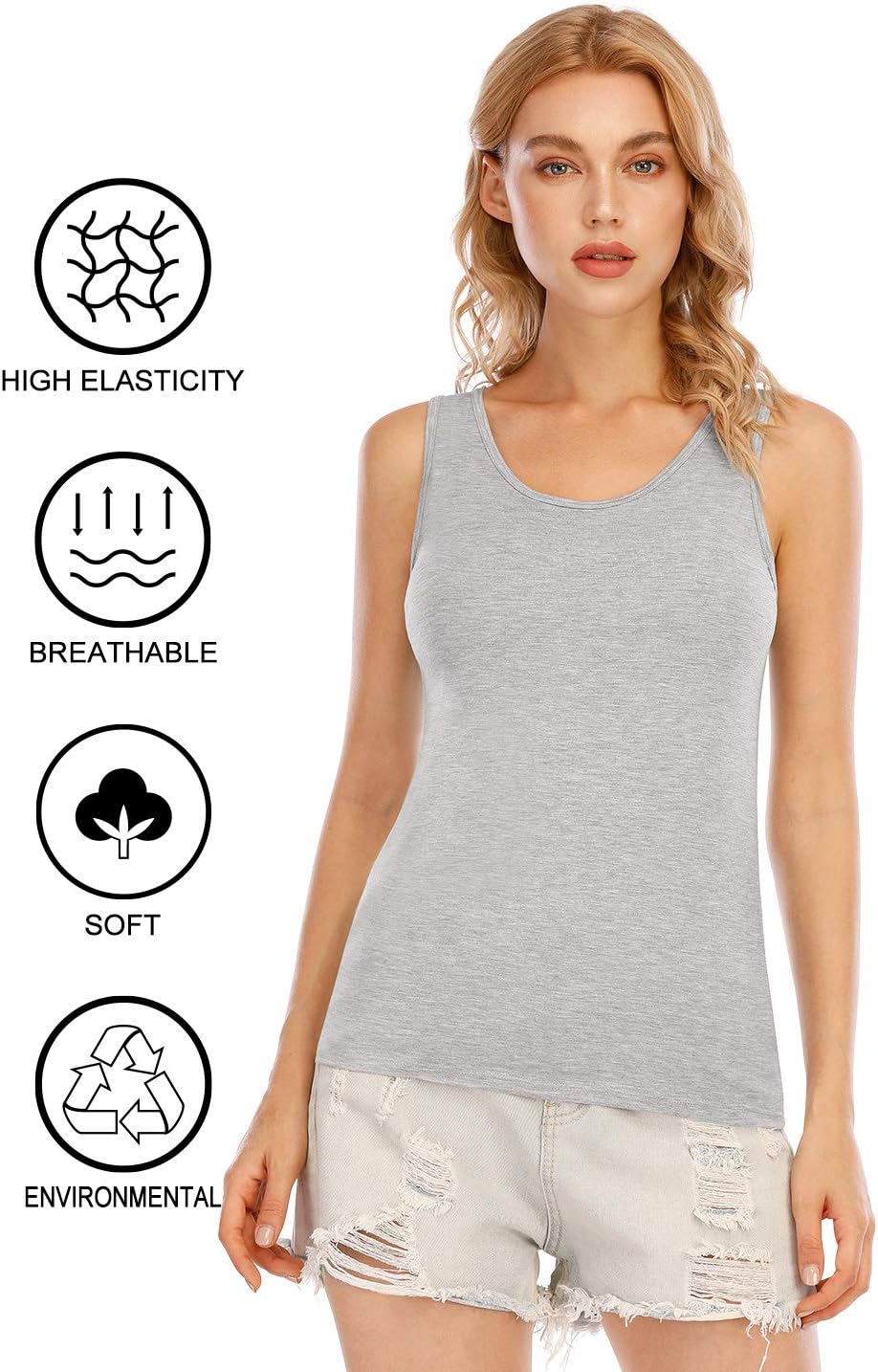 Orrpally Basic Tank Tops for Women Undershirts Tanks Top Lightweight Camis Tank Tops 4-Pack - Image 5