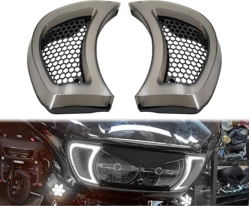HDBUBALUS Luces laterales indicadoras LED de ventilación para faros delanteros de motocicleta para Harley Road Glide FLTRX 2015-2023 (lente ahumado)