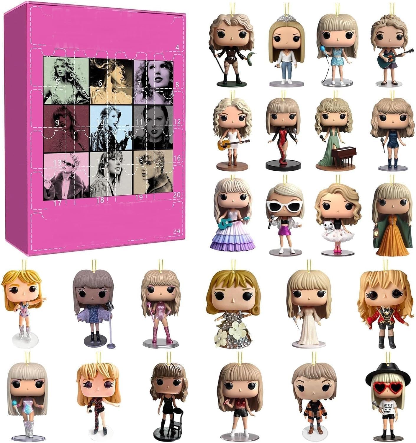 Advent Calendar 2024, 24 Day Christmas Holiday Countdown Swift Advent Calendar With 24 PCS Gifts Cute Cartoon Music Lover Ornament Xmas Keychain Vacation Gifts Idea (Style A)