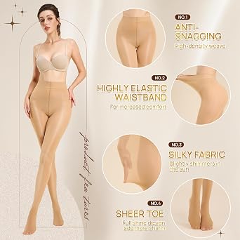 MANZI 2 Pairs Run Resistant Sheer Tights for Women Ultra Soft 15D Non Rip Pantyhose with High Waist