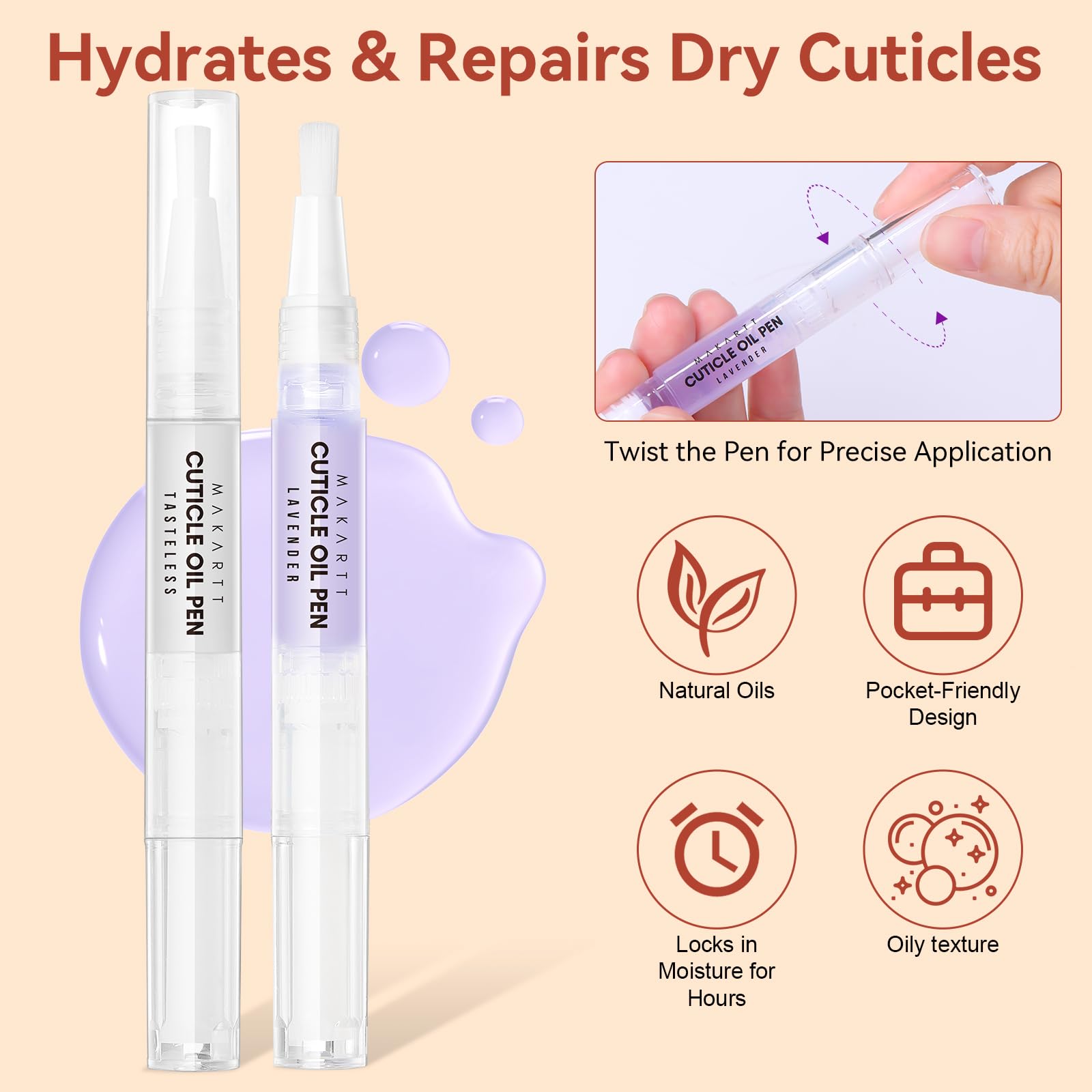 Makartt Kit de Remover de Cuticules avec coupe cuticules, lime à ongles pour stylo à huile de cuticules et liquide dissolvant de cuticules de 120 ML,Set de manucure pour adoucir et hydrater