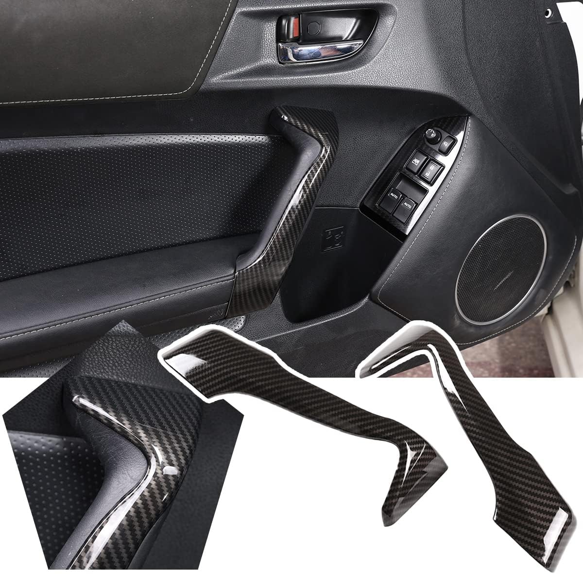 Compatible with Toyot@ 86/Subaru BRZ 2012-2020 Center Console/air Conditioning Vent/Door/roof Reading Light Automotive Interior Decoration Accessories (Door Handle Trim (Carbon Fiber Pattern))