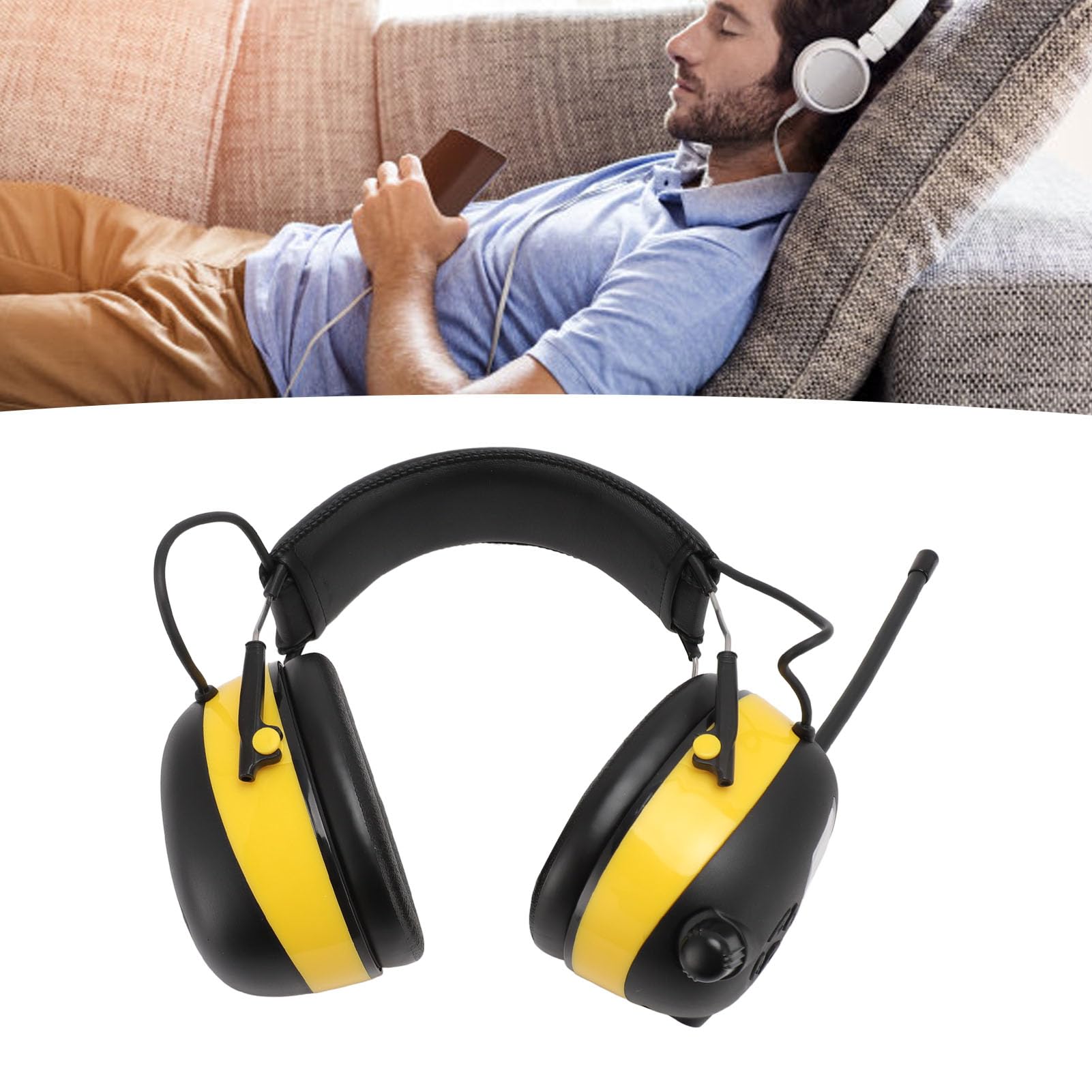 TRISAR Orejeras Electrónicas, SNR 30dB, Conexión Estable, Auriculares de Protección Auditiva con Cable de Sonido de 3,5 Mm para Jardinería (Yellow)