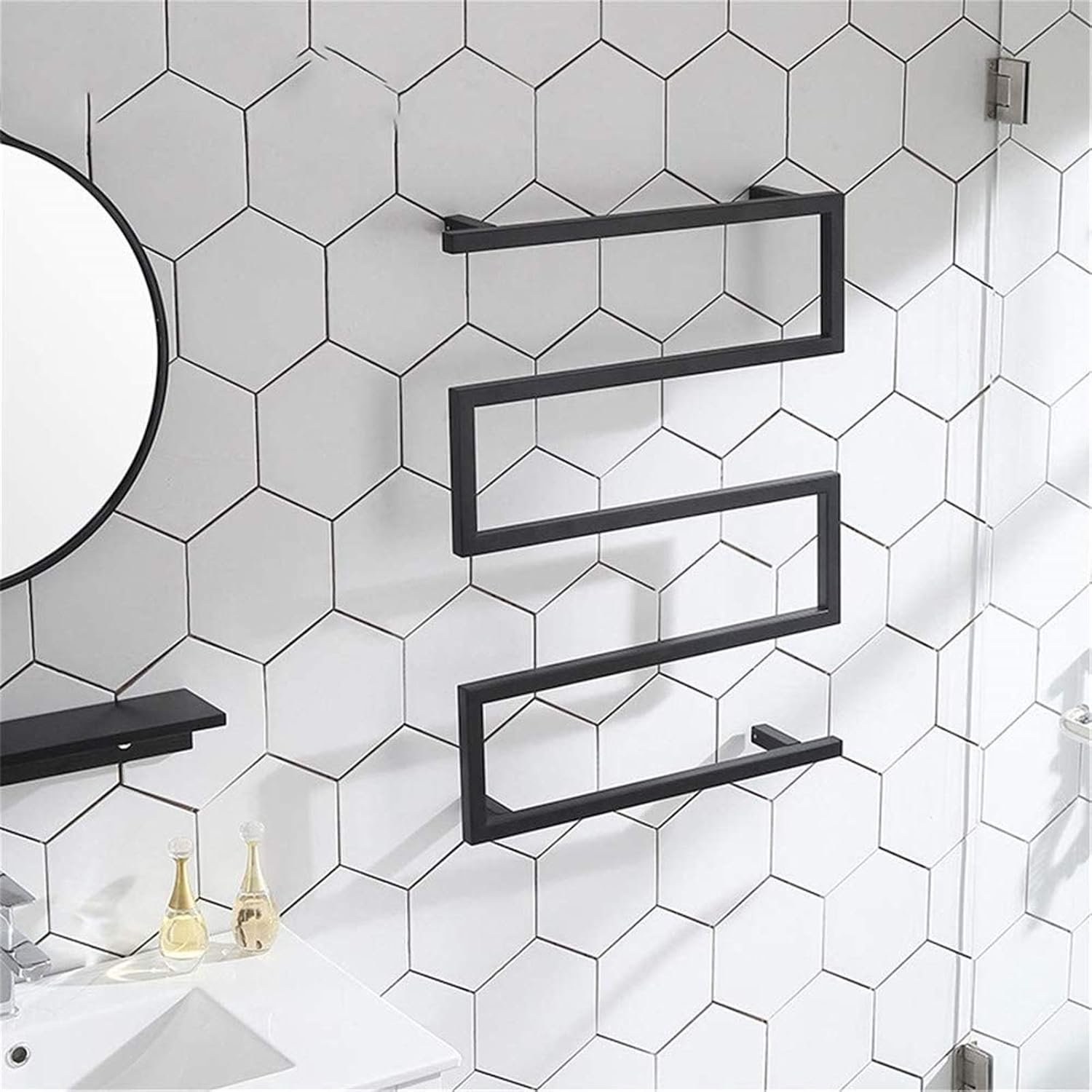 Bathroom Wall Heater Towel Warmer Electric Heated Towel Rack Towel Warmer Wall-Mounted Square Stainless Steel Towel Drying Rack Home Bathroom Accessories