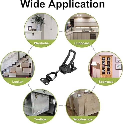 Miniatura 7 de E-TING Paquete de 4 abrazaderas de palanca de 397 libras con capacidad de sujeción 4002 abrazaderas de cierre de tracción negras ajustables de