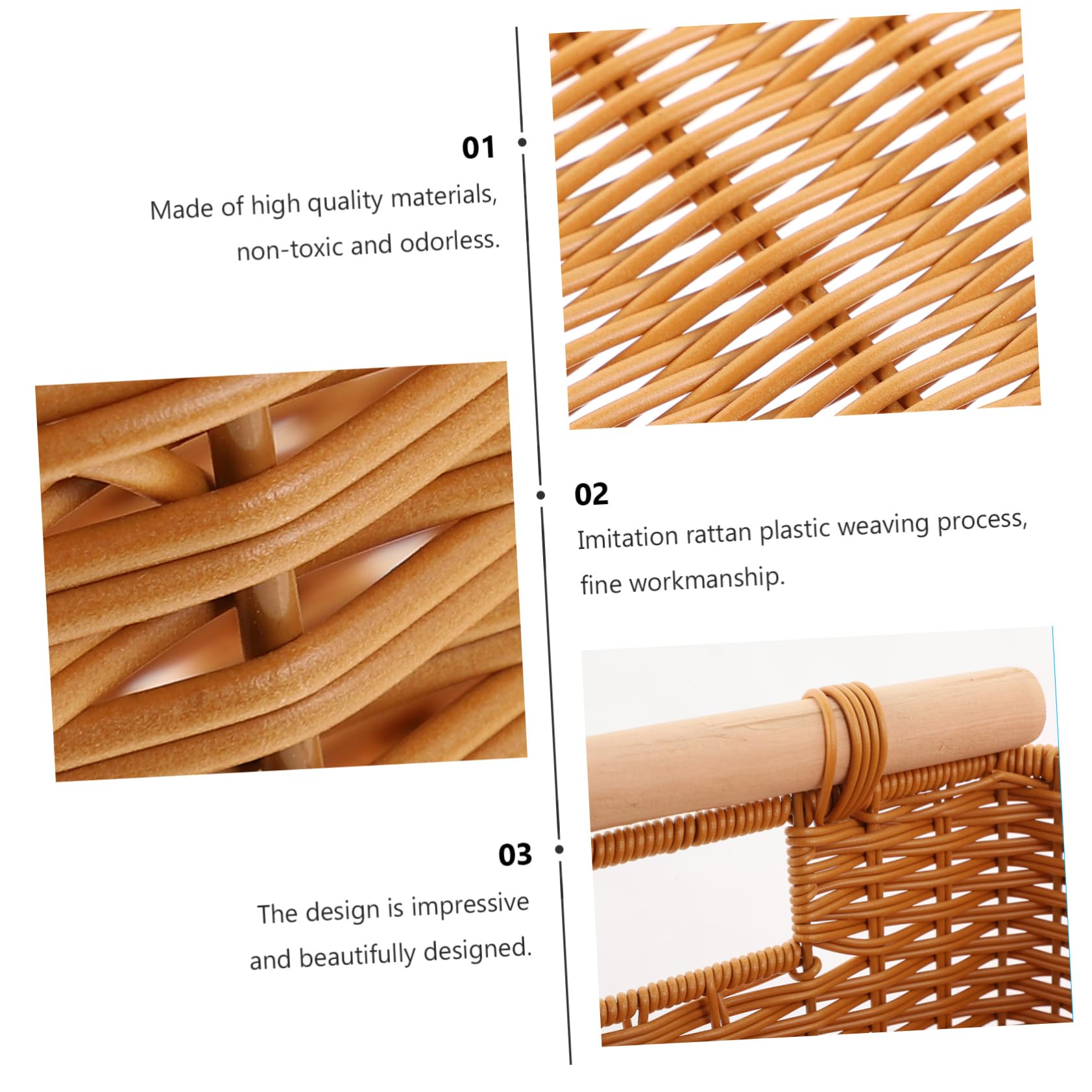 CHILDWEET Elegante E Semplice Cestino Da Dispensa Cestino Portaoggetti in Plastica Infrangibile Con Manico in Legno Versatile Ornamento Per La Casa Per Oggetti Di Scena Fotografici Robusto
