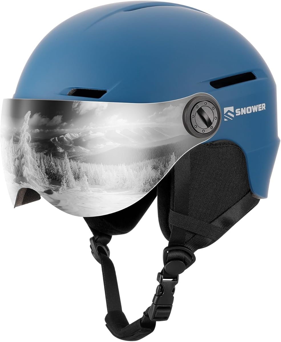 SNOWER Ski Helmet with Goggles, 2-in-1 Snowboard Helmet and Visor Goggles Combo - Adjustable Fit & Ventilation System - Snow Helmets for Men&Women