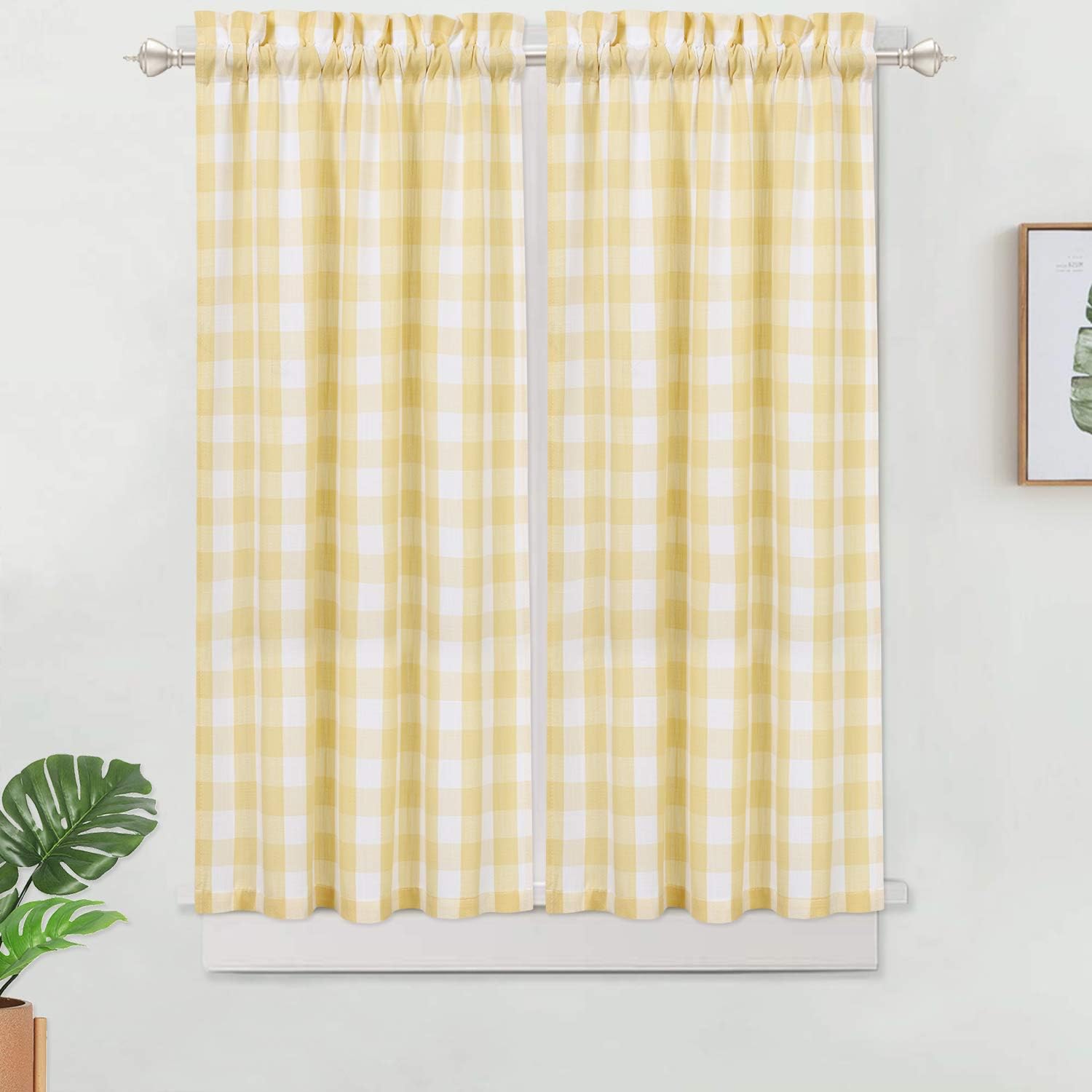 Haperlare Buffalo Check Tier Curtains, Kitchen Curtains 45