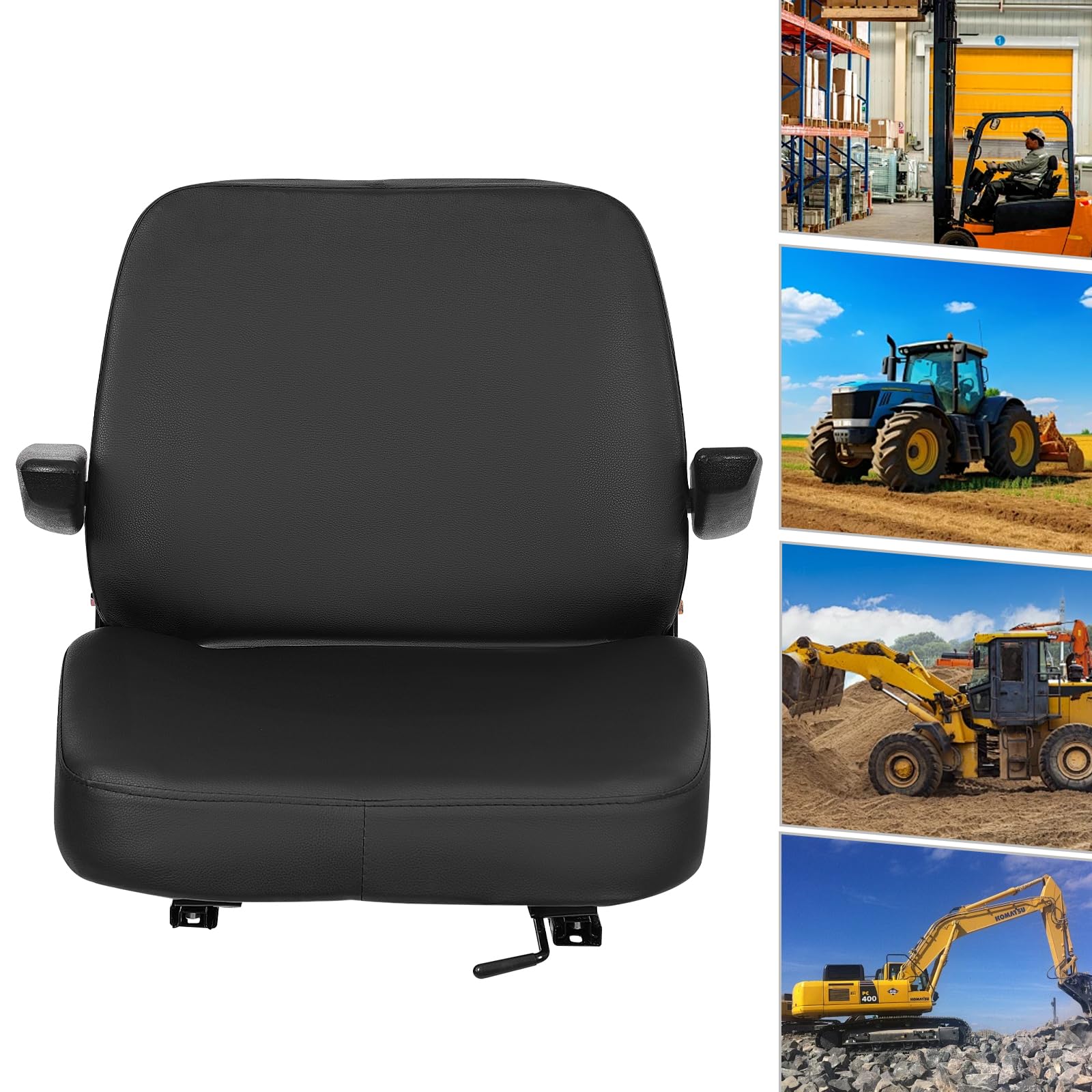 Asiento Universal para Tractor Con Reposabrazos - Ajustable y Ergonómico para Vehículos, Carretillas Elevadoras, Tractores y Excavadoras