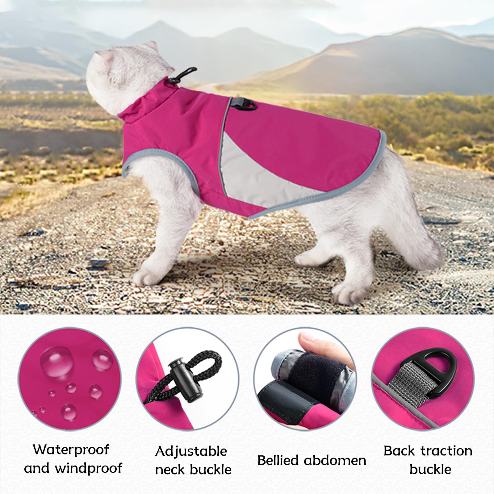 Manteau d'hiver pour Chat,Veste pour Chat et Chien Coupe-Vent et Chaud,Vêtements pour Chat,Manteau Chaud pour Animaux,Pull-Over pour Chat,pour Chats de Petite, Moyenne et Grande Taille (Gris,S,1)