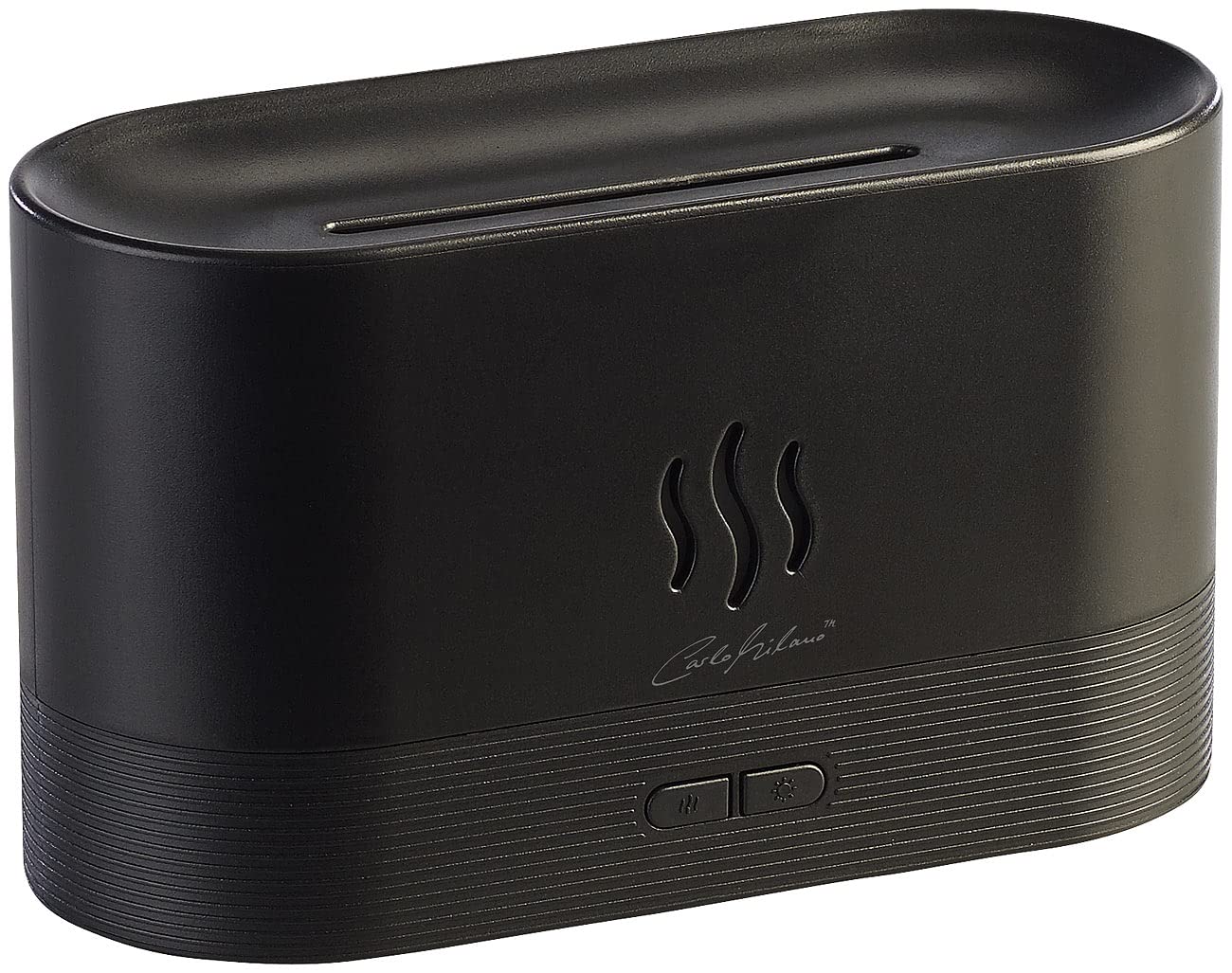 Carlo Milano Luftbefeuchter LED: 2er-Set Ultraschall-Aroma-Diffuser mit zuschaltbarer LED-Flamme (Lagerfeuer-Luftbefeuchter, elektrisch, Baby)